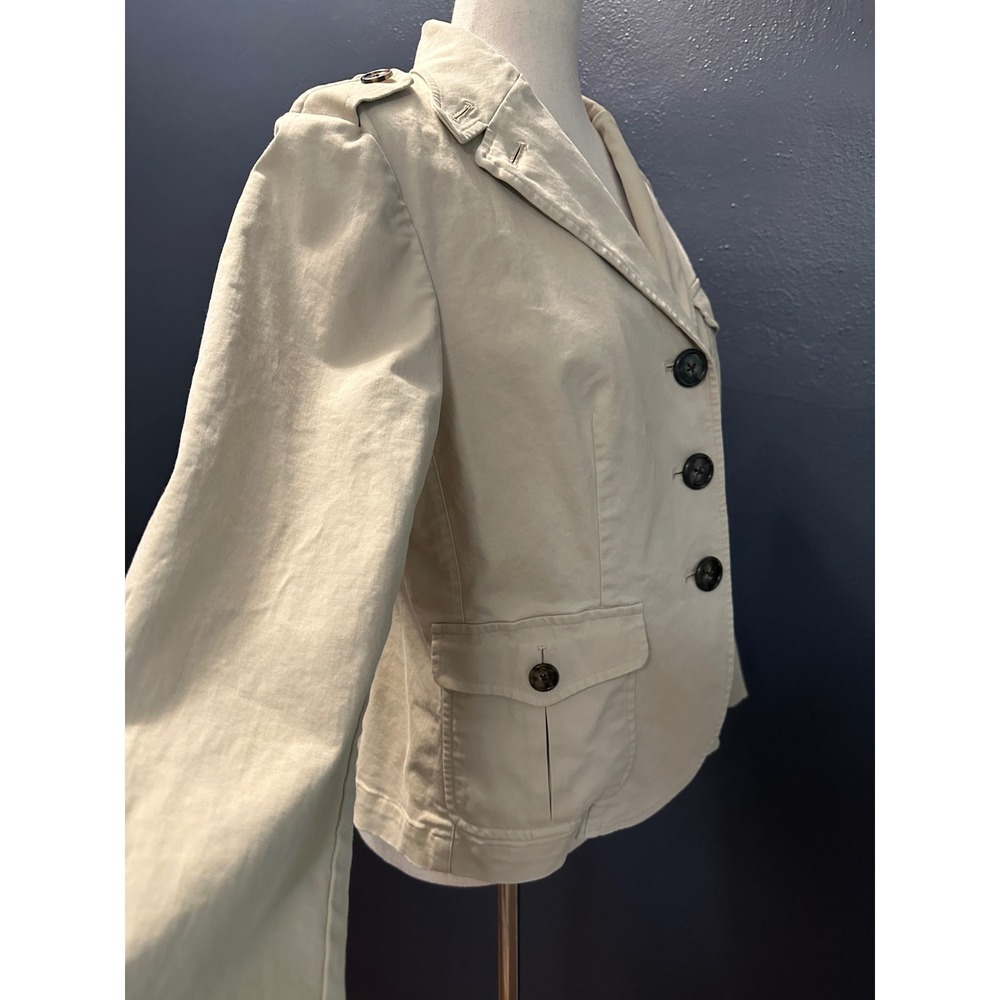 Talbots Safari Utility Jacket Womens 10P Beige Cotton‎ Stretch Military Blazer - Picture 4 of 16